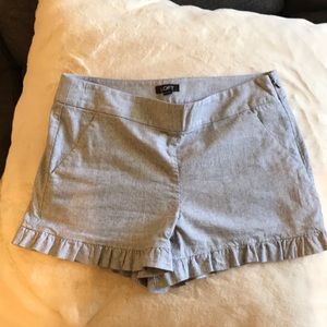 LOFT Ruffle-hem Cross Hatch Shorts